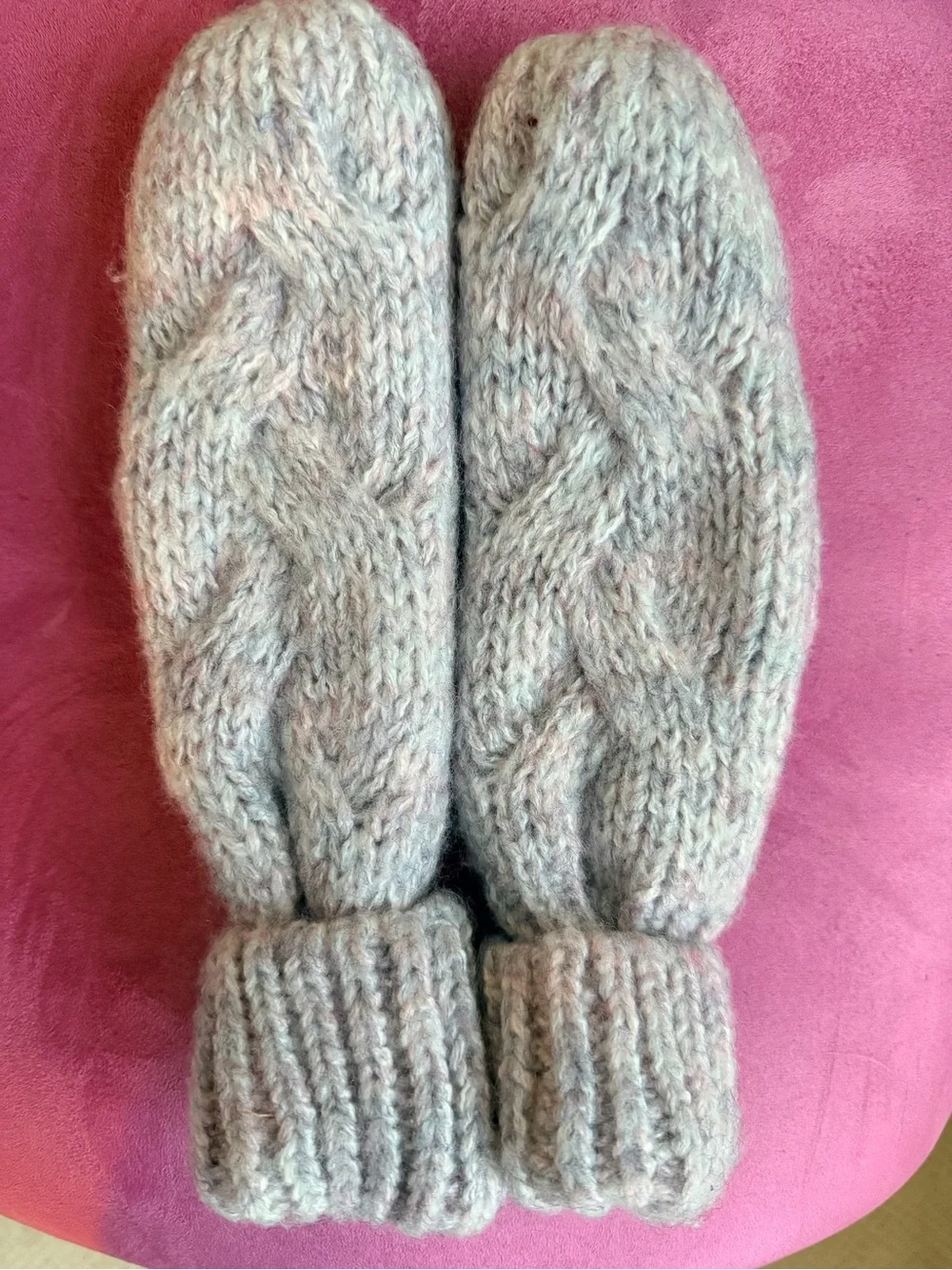 Womens Pink Knit Mittens - Gap